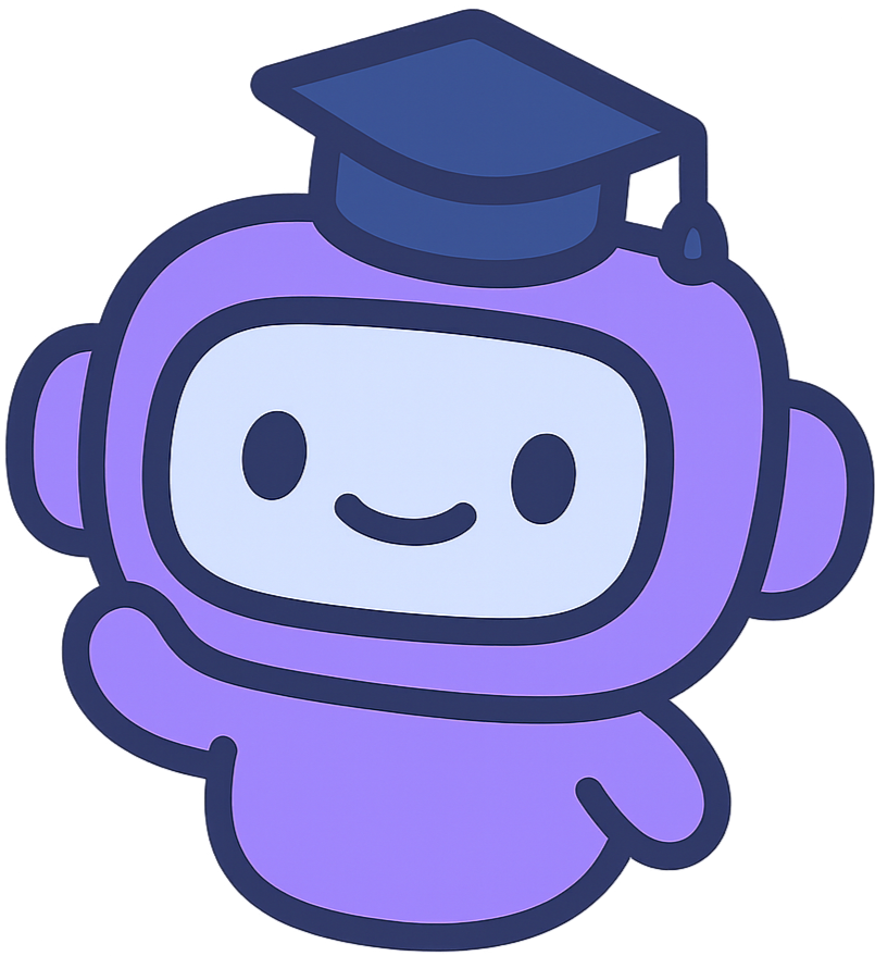 Kampus the AI chatbot mascot waving hello Illustration of Kampus, the AI chatbot mascot, waving hello and wearing a graduation cap